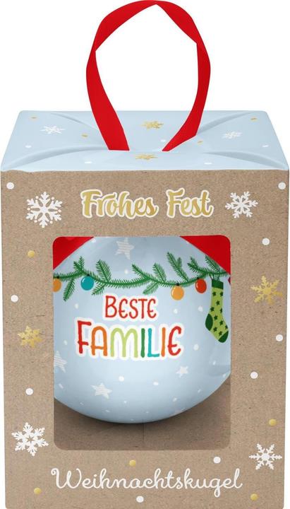 Actual product image Sheepworld Best Family" Christmas Bauble Ø 8.5 cm, Light Blue (1 -part)