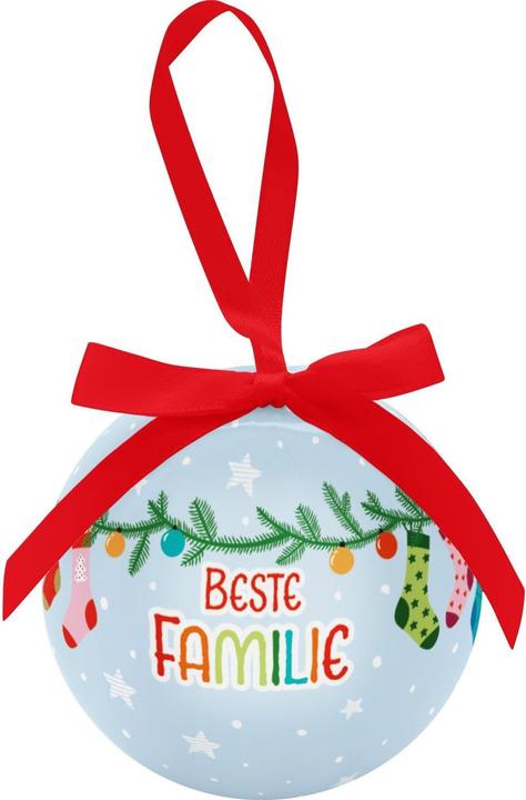 Actual product image Sheepworld Best Family" Christmas Bauble Ø 8.5 cm, Light Blue (1 -part)