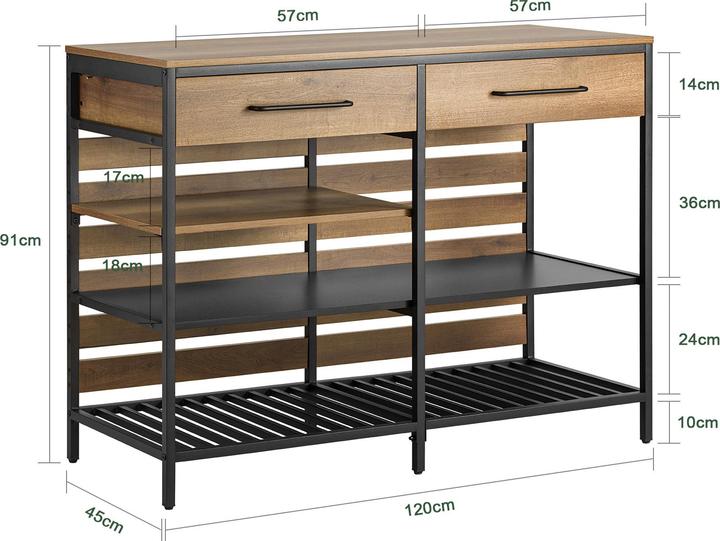 Image du produit SoBuy Ilot de cuisine Table de bar (120 x 45 x 91 cm)