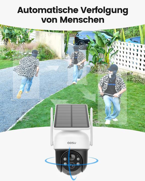 Immagine prodotto Aosu 2K Solarbetriebene PTZ-Überwachungskamera