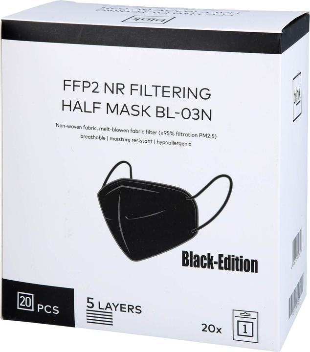 Image du produit blnk Masque bouche et nez hygiénique 20-Pack ** noir (FFP2, 20 x)