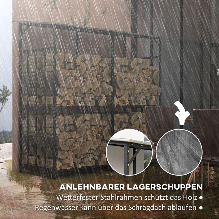 Produktbild Swisshandel24 Kaminholzregal aussen, Kaminholzunterstand 1,17 m³ Brennholzregal mit Metalldach