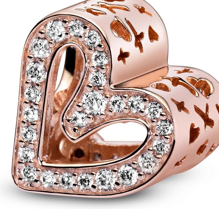 Actual product image Pandora Rose Sparkling Freehand Heart Charm (Metal, rose gold-plated)