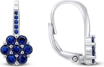 Produktbild Brilio Silver - Silver flower earrings with darkue zircons EA73