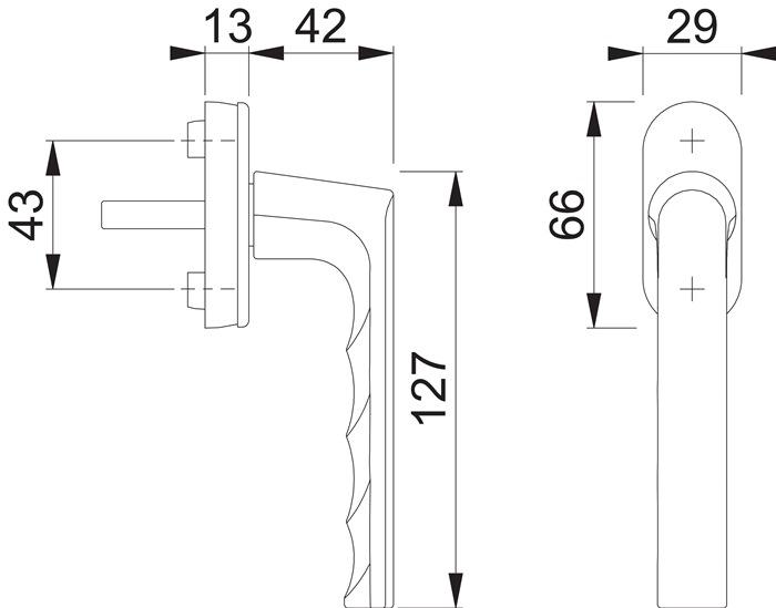 Produktbild Hoppe Fenstergriff Hamburg 0700L/U26 Aluminium F9016 verkehrsweiss 32-42 mm Standard (Fenstergriffe)
