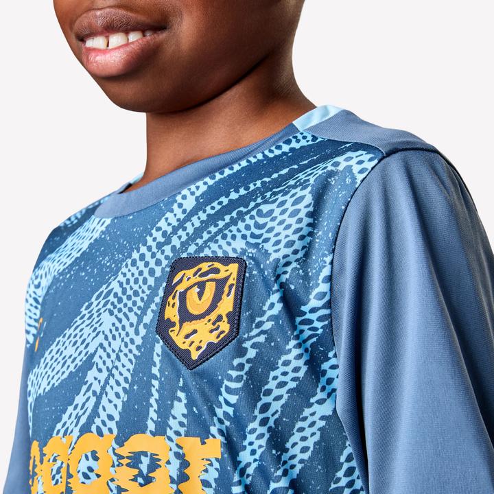 Produktbild Kipsta Kinder Fussball Trikot kurzarm - VIRALTO Kids Roarrr Cheetah blau/grau (14, 15, 16)
