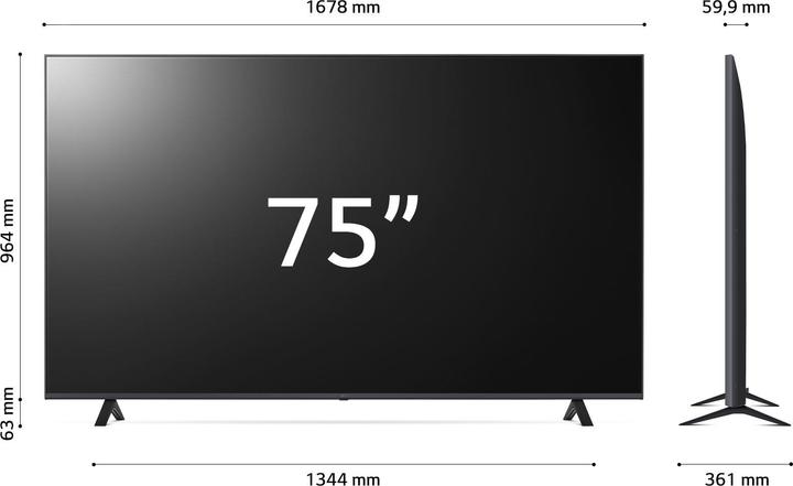 Produktbild LG UHD 75" UR78 Serie 75UR78006LK, 4K TV, 3 HDMI, SMART TV 2023 (75", LED, 4K)