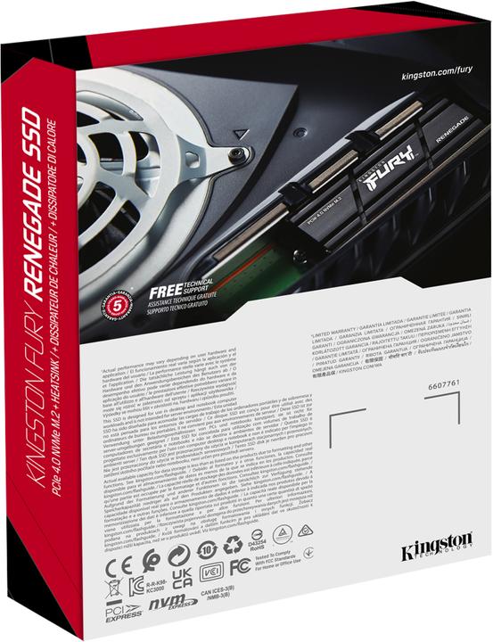Produktbild Kingston FURY Renegade mit Kühlkörper (4000 GB, M.2 2280)