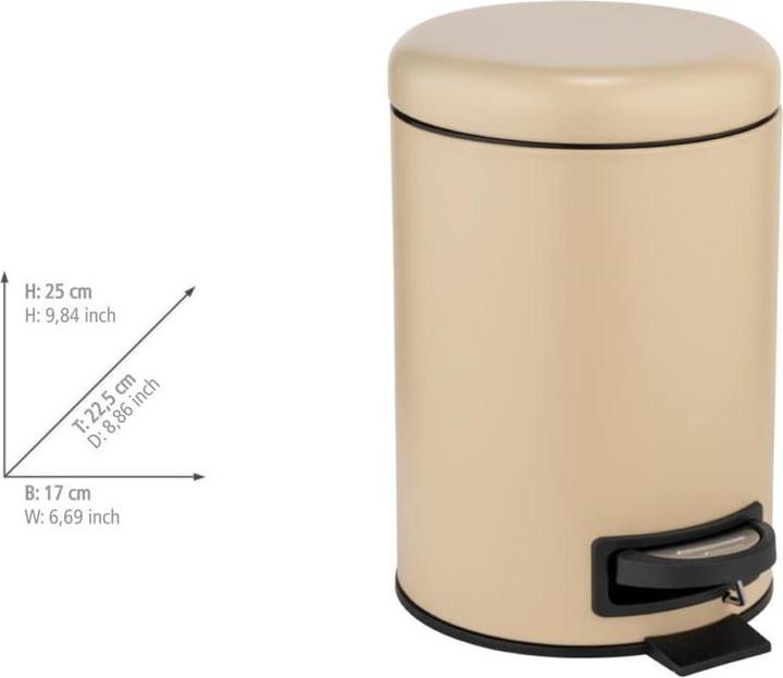 Actual product image Wenko Pedal bin Leman beige matt (3 l)