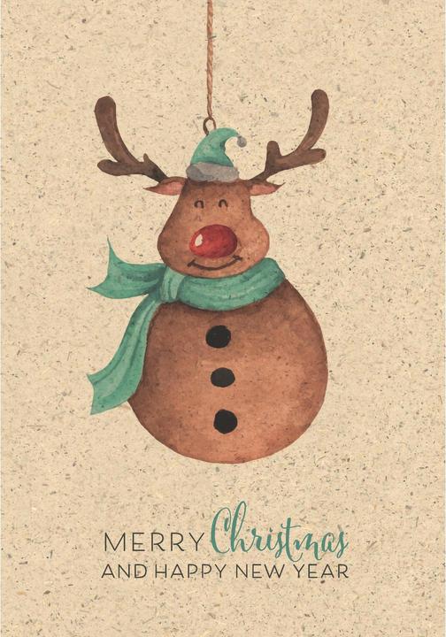 Actual product image Christmas Card Merry Christmas and Happy New Year - Grass Paper Card (1 pcs.)