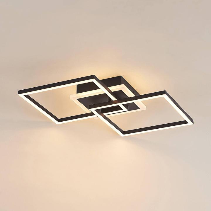 Actual product image Lindby LED Ceiling Lamp Fjardo CCT Squares Black (1240 lm)
