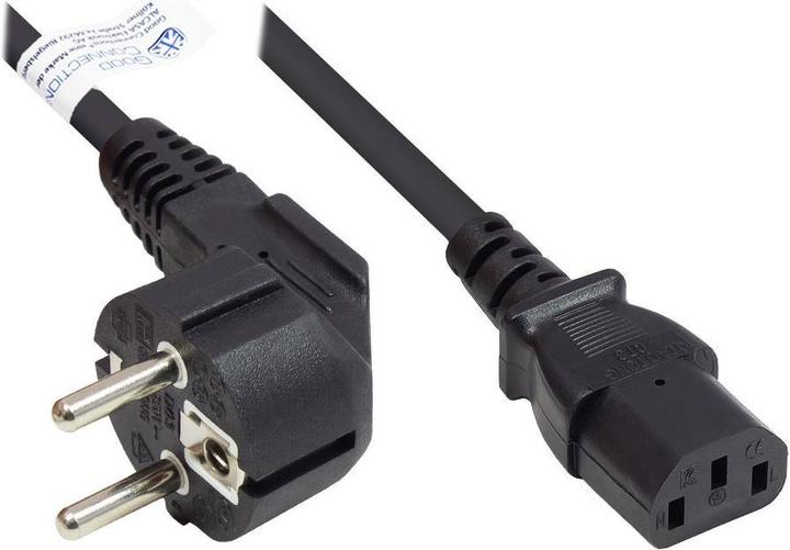 Produktbild Good Connections Netzkabel Schutzkontakt-Stecker Typ E+F (CEE 7/7, gewinkelt) an C13 (gerade), schwarz, 1,00 mm², 5 m (5 m, CEE 7/7, C13)