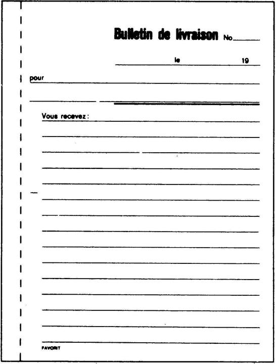 Actual product image Simplex Delivery bills french (100 x)