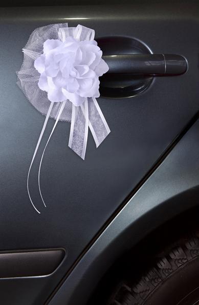 Produktbild Partydeco Partyaccessoire Autodekoration Rose 14 cm, 4 Stk, Weiss