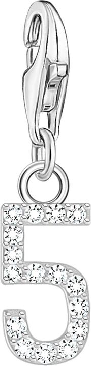 Thomas Sabo Charm-Anhänger Zahl 5 mit weissen Steinen Silber (925er Silber)