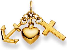 Immagine prodotto Natsumi Schmuck Ciondolo Fede Amore Speranza in oro giallo 18K/750 (Oro giallo 750/18 K Oro giallo)