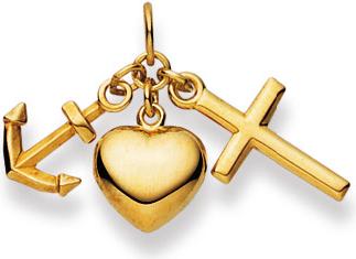 Immagine prodotto Natsumi Schmuck Ciondolo Fede Amore Speranza in oro giallo 18K/750 (Oro giallo 750/18 K Oro giallo)