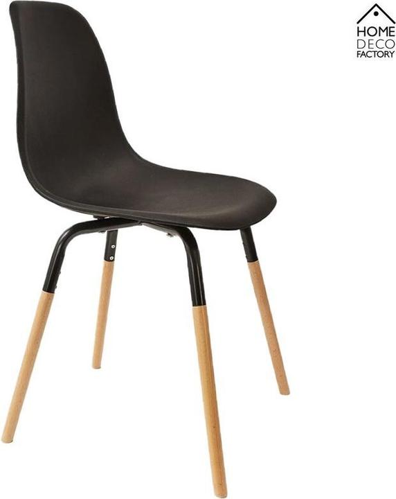 Produktbild WfG Skandinavischer Designer STUHL Esszimmerstuhl | Kunststoff Sitz und Beine aus Holz SCHWARZ