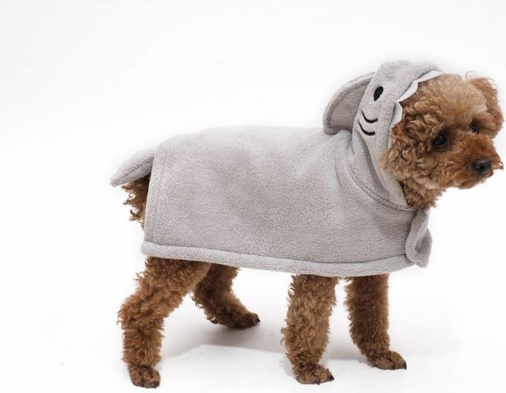 Immagine prodotto Peppy buddies Accappatoio Squalo M, Grigio, Taglia 40 cm - (69727186727) (M, Cappotto per cani)