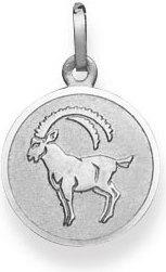 Immagine prodotto Natsumi Schmuck Ciondolo Zodiaco Capricorno in oro bianco 18K/750 rotondo con angelo (Oro bianco 750/18 K)