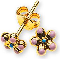 Natsumi Schmuck Ohrstecker Blume rosa Gelbgold 18K/750 (750/18 K Gelbgold)