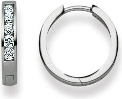 Natsumi Schmuck Klappcreolen Weissgold 18K/750 mit Zirkonia (750/18 K Weissgold)