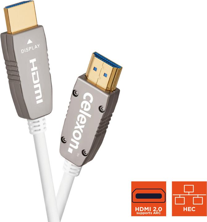 Image du produit Celexon Câble UHD Optical Fibre HDMI 2.0b Active 20m blanc (20 m, HDMI)