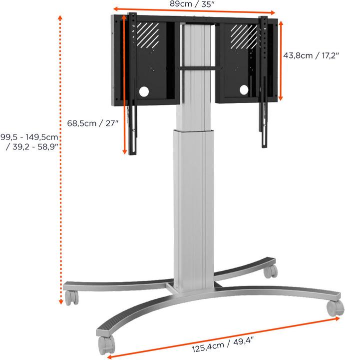 Actual product image Celexon Expert Electric Height Adjustable Display Trolley Adjust-4286MS - 50cm (86", 136 kg)