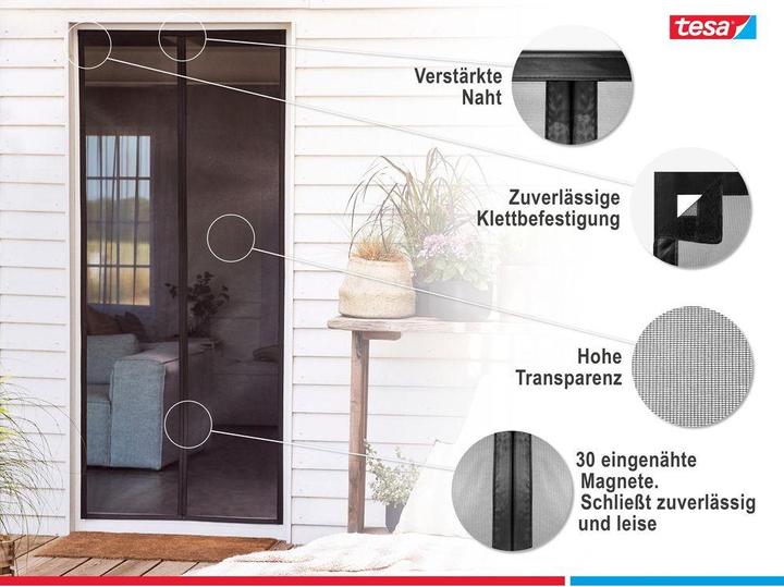 Actual product image tesa Insect screen magnetic curtain for balcony and patio doors, self-closing, mounting without drilling (100 x 220 cm)