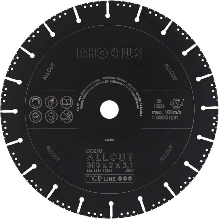 Produktbild Rhodius Diamanttrennscheibe DG210 ALLCUT | Ø 300 x 3,0 x 3,1 x 25,40mm gerade
