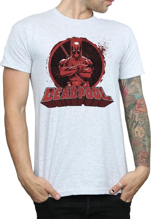 Actual product image Deadpool Mens Arms Crossed Logo T-Shirt (L)