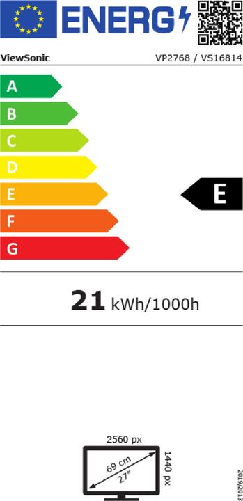 Energie-Label Viewsonic Vp2768 (2560 x 1440 Pixel, 27")