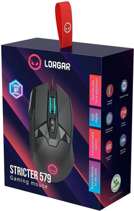 Actual product image Lorgar Stricter 579, gaming mouse, 9 programmable buttons, Pixart PMW3336 sensor, DPI up to 12 000 (Cable)