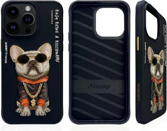 Immagine prodotto Nimmy case iPhone 15 Pro Max 6.7" black Glasses Cool Dog (Apple iPhone 15 Pro Max)