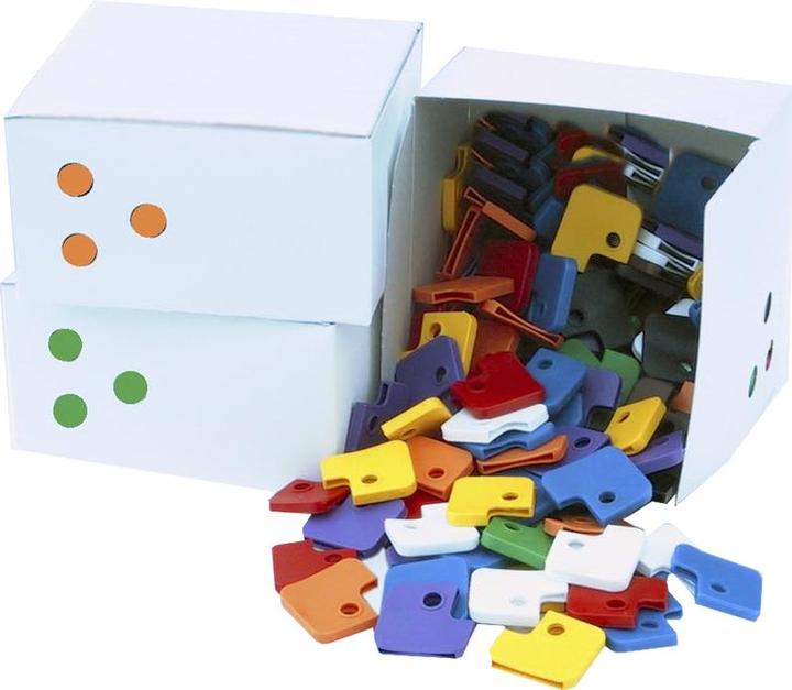 Actual product image Wedo Square key caps, assortment box of 100 made of flexible plastic, product dimensions: (W)30 x (H)27