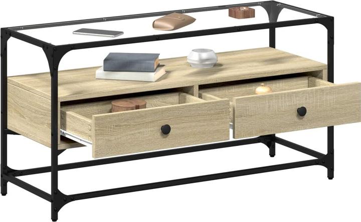 Actual product image VidaXL TV cabinet with glass top 98 x 35 x 51cm