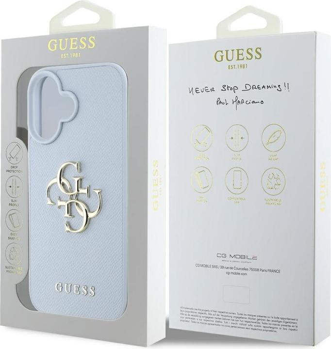 Produktbild Guess Hardcase PU Grained Big 4G and Classic Logo Case for iPhone 16 6,1" Blue (Apple iPhone 16)