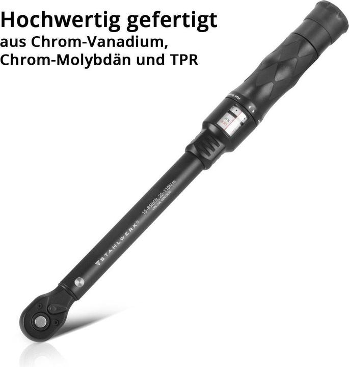 Produktbild Stahlwerk Drehmomentschlüssel TWS-110 ST 72 Zähne 20-110 Nm 3/8“ Umschaltknarre (3/8", 1/4", 1/2", 20 Nm, 110 Nm)
