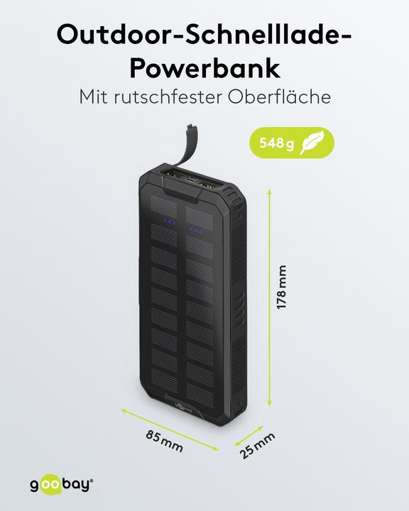 Actual product image Goobay QC/PD Solar (20000 mAh, 18 W, 74 Wh)