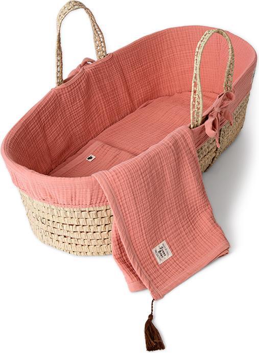 Funnababy Textiles Couffin de Moïse en Mousseline - Corail - Rose - 85 cm
