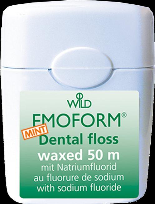 Actual product image Emoform Tooth thread in credit card format with mirror waxed/mint (50 m)