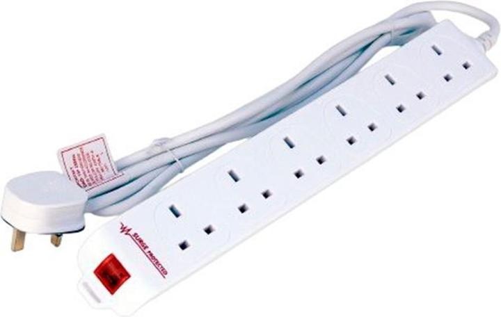 MicroConnect 6-way UK Surge Protected (6 x, BS 1363, 5 m)