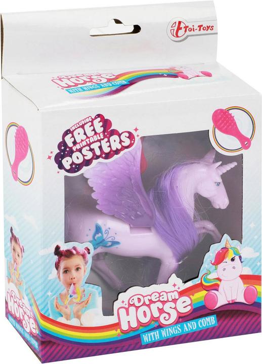 Actual product image Toi-Toys Dream Horse Unicorn Play Figure Pegasus with Brush