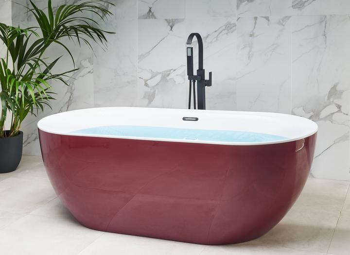 Actual product image Beliani Bathtub freestanding burgundy oval 170 x 80 cm CARRERA (240 l, 80 cm, 170 cm)