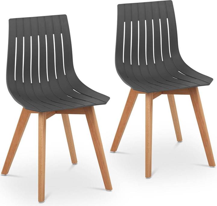 Actual product image Fromm & Starck Stuhl 2er Set bis 150 kg Lehnstuhl Kunststoff Holzbeine Buche grau Designstuhl