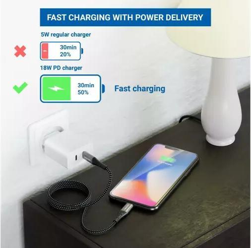 Actual product image deleyCON USB 2.0 cable USB C - Lightning 2 m (2 m, USB 2.0)