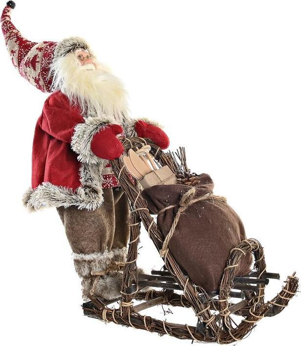 DKD Home Decor Deko-Figur Rot Grau Holz Weihnachtsmann 42 x 22 x 48 cm
