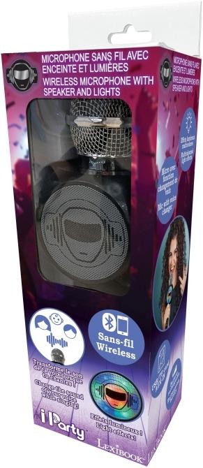 Image du produit Lexibook Microphone de karaoké Bluetooth iParty avec haut-parleur intégré, lumières et changement de voix