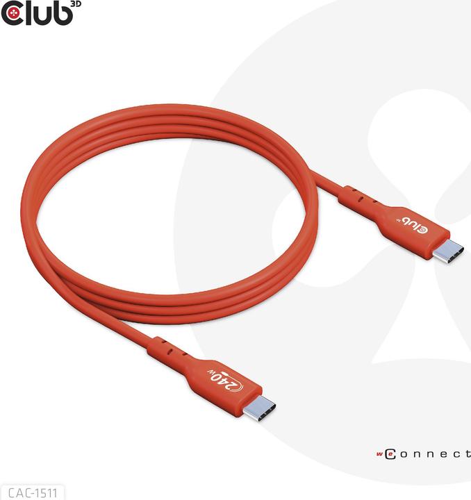Actual product image Club 3D Club3D Cable USB 2 Type C PD 240W / 480Mb 4m St/St retail (4 m, USB 2.0)