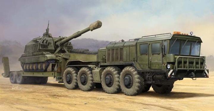 Actual product image Trumpeter Russian KZKT-7428 Transporter with KZKT- -9101 Semi Trailer